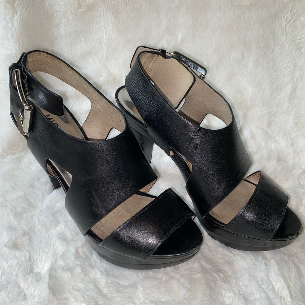 MICHAEL KORS Carla Platform Sandals Black 6.5M